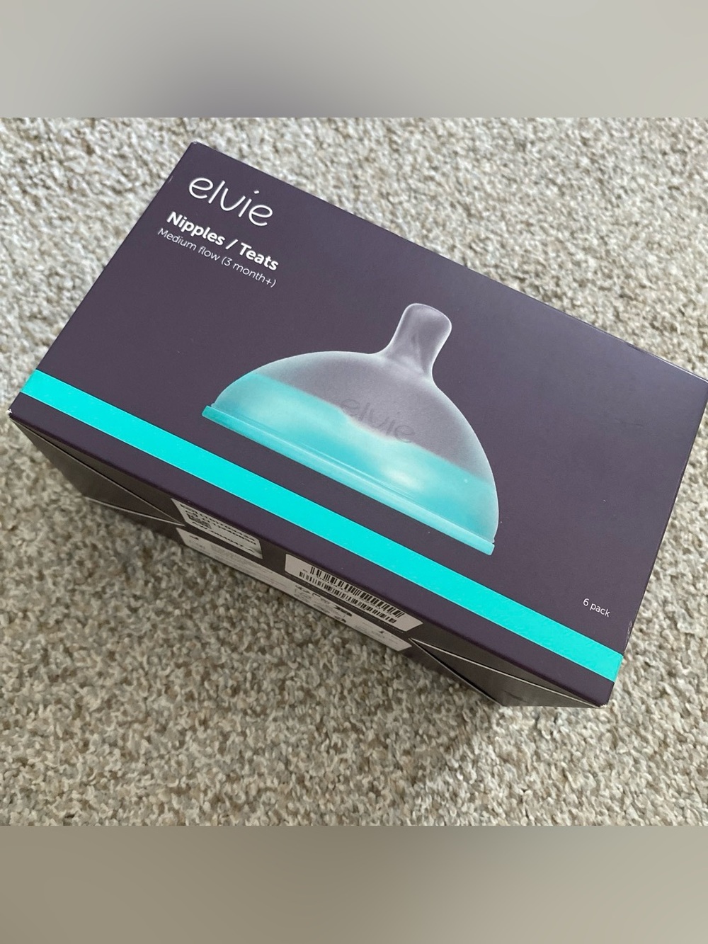 NIB Elvie Nipples Teats Medium Flow 3 Months+ Replacement 6 Pack